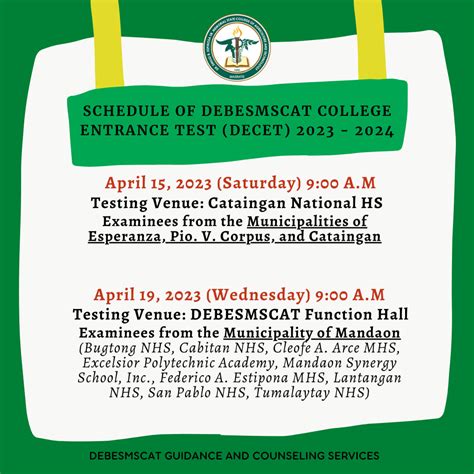 debesmscat entrance exam|Debesmscat College of Education .